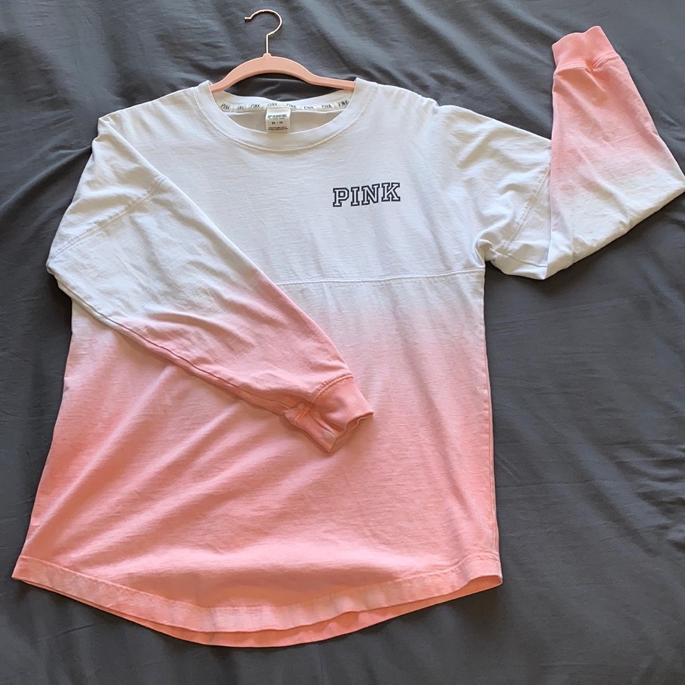 VS Pink Ombré Crew Neck Long Sleeve